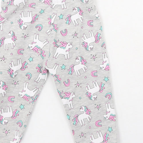 Dunnes Stores Girls Multicoloured  Cotton Pedal Pusher Trousers Size 2-3 Years  Regular  - Unicorn