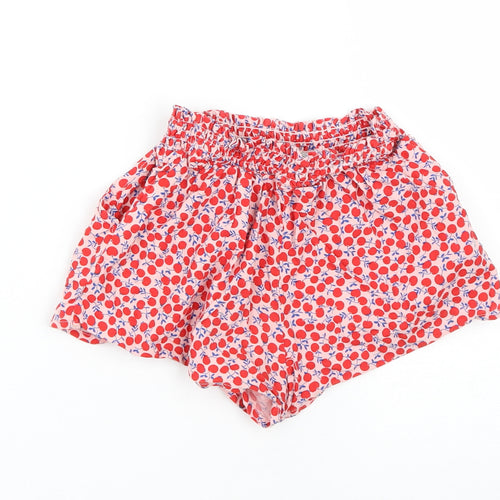NEXT Girls Red Geometric Viscose Mom Shorts Size 3 Years  Regular  - Cherry Print