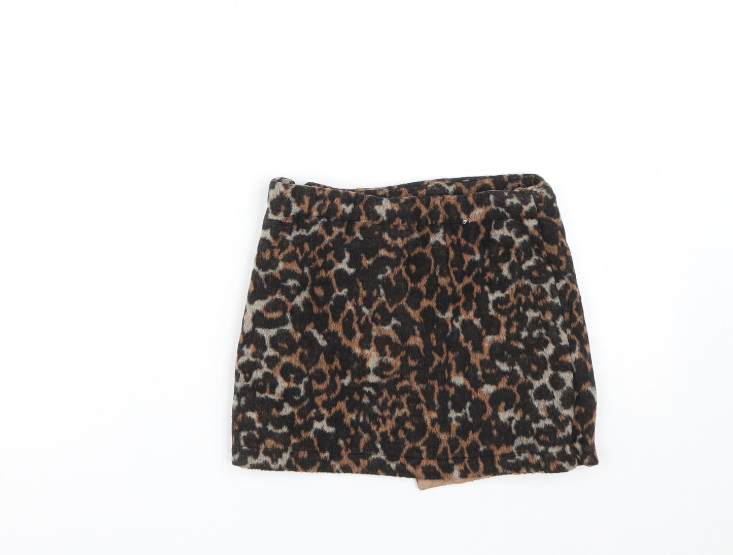 NEXT Girls Brown Animal Print Polyester Wrap Skirt Size 6 Years  Regular Zip