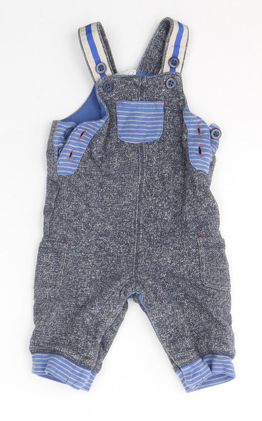 Mini Club Boys Blue  Cotton Dungaree One-Piece Size 3-6 Months  Button