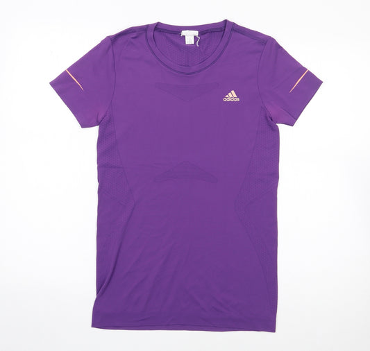adidas Womens Purple  Polyester Jersey T-Shirt Size S Crew Neck Pullover