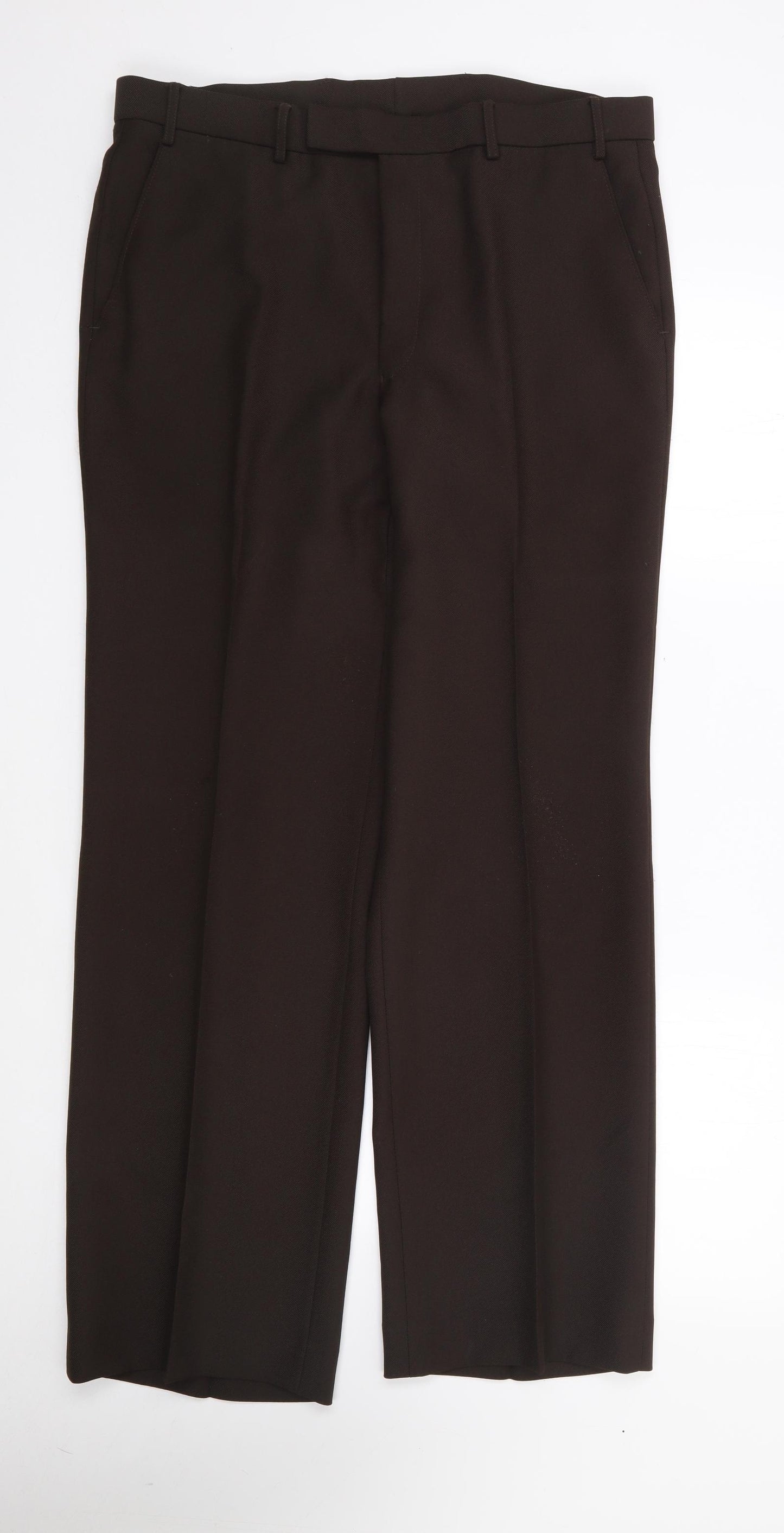 St Micheal  Mens Brown  Polyester Trousers  Size 36 L32 in Regular Zip