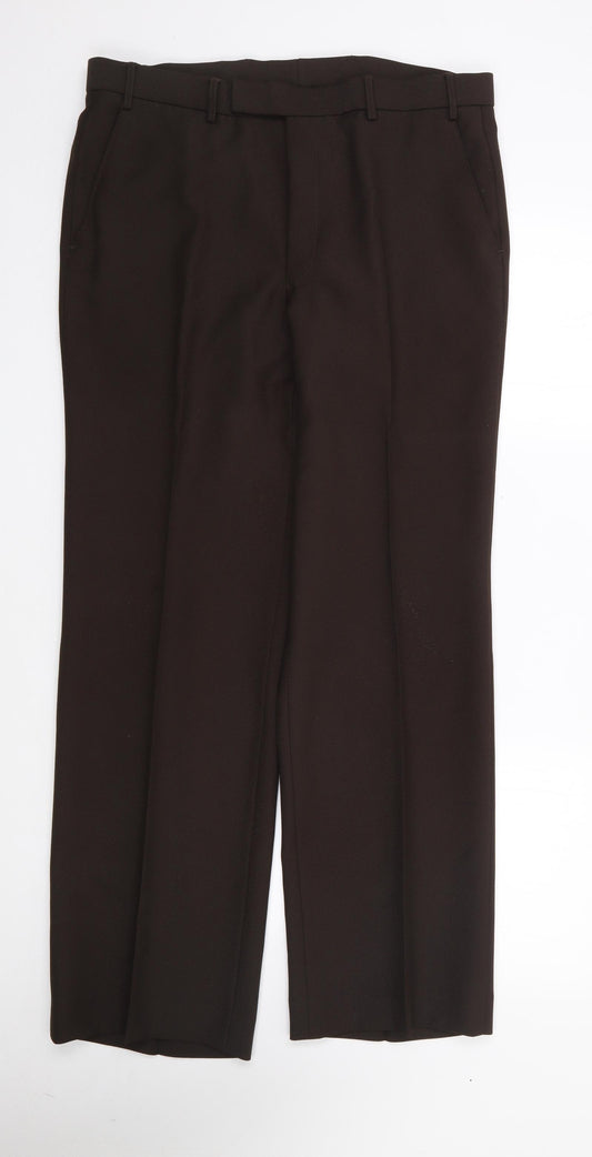 St Micheal  Mens Brown  Polyester Trousers  Size 36 L32 in Regular Zip
