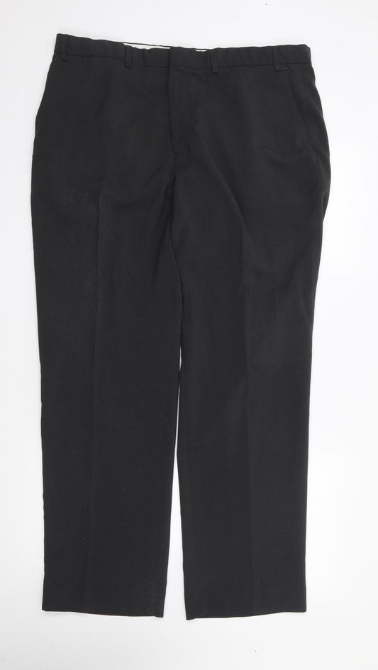 BHS Mens Grey  Polyester Trousers  Size 38 L31 in Regular Zip