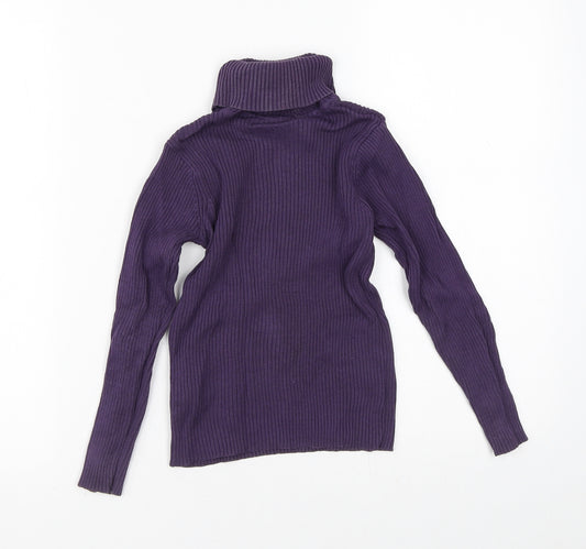 St Bernard Girls Purple High Neck  100% Cotton Pullover Jumper Size 7 Years