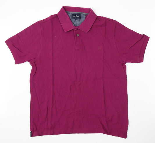 Blue Harbour Mens Purple  Polyester  Polo Size L Collared Button