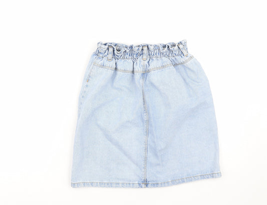 Matalan Girls Blue  Cotton Straight & Pencil Skirt Size 12 Years  Regular Zip