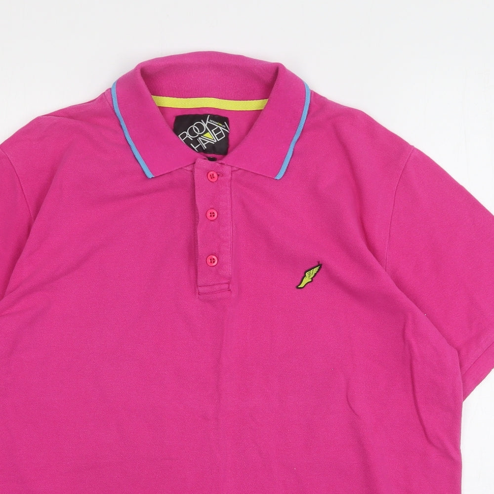 Brookhaven Mens Pink  Cotton  Polo Size L Collared