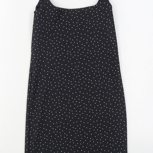 New Look Girls Black Polka Dot Polyester Tank Dress  Size 10-11 Years  Scoop Neck Pullover