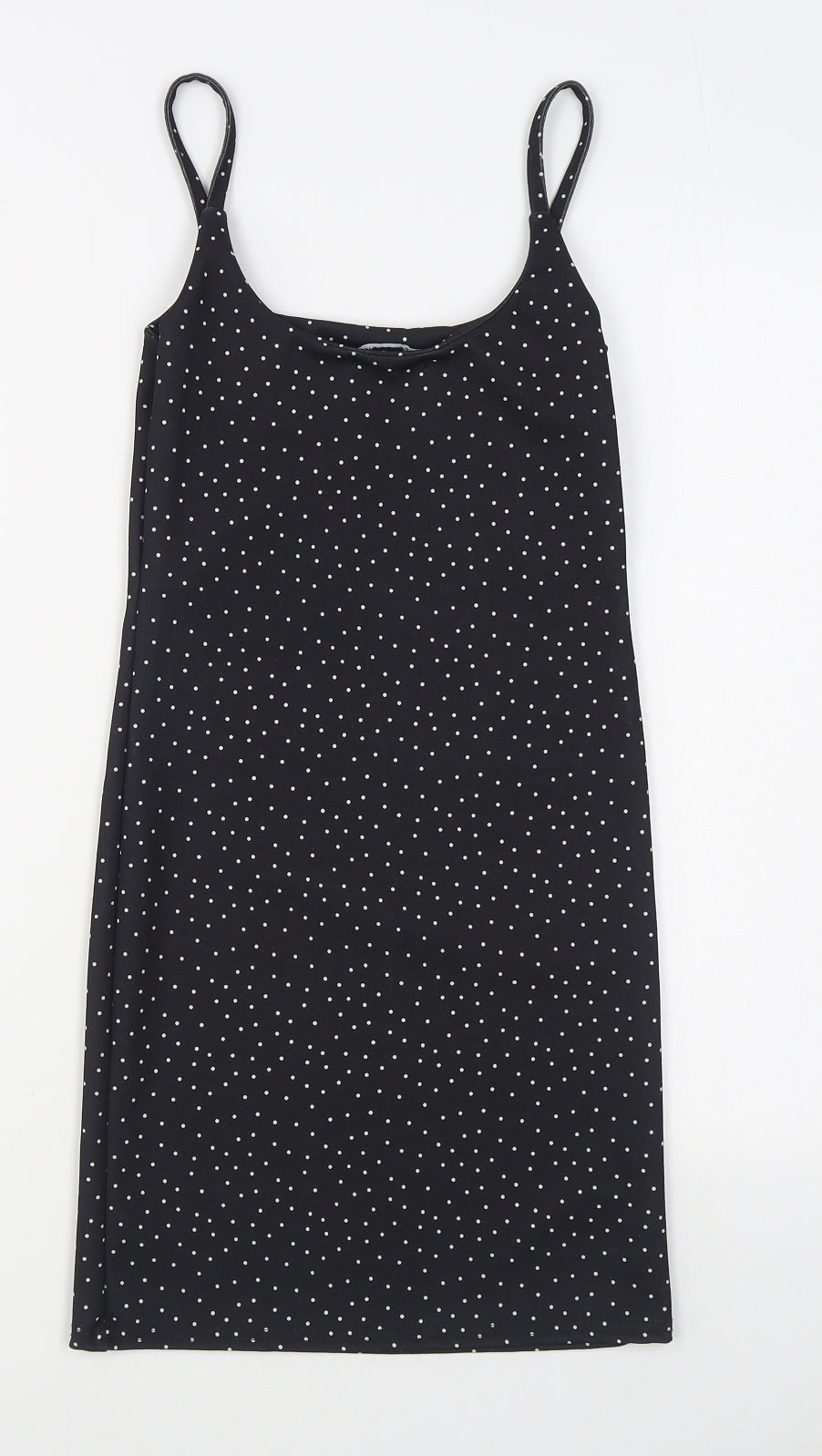 New Look Girls Black Polka Dot Polyester Tank Dress  Size 10-11 Years  Scoop Neck Pullover