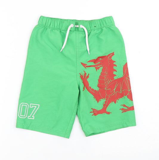 George Boys Green  Polyester Cargo Shorts Size 5-6 Years  Regular  - Welsh Dragon