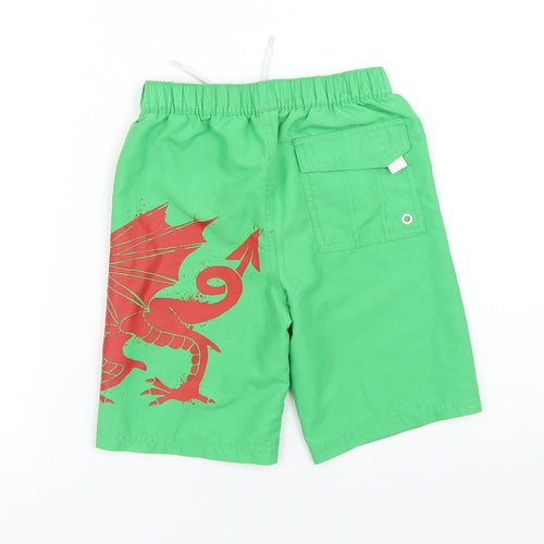 George Boys Green  Polyester Cargo Shorts Size 5-6 Years  Regular  - Welsh Dragon