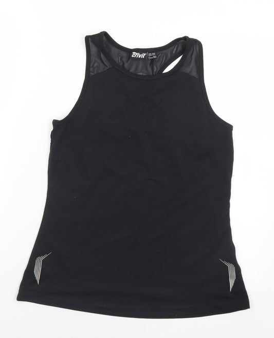 Crvit Womens Black  Polyester Basic Tank Size 12 Round Neck  - 12-14