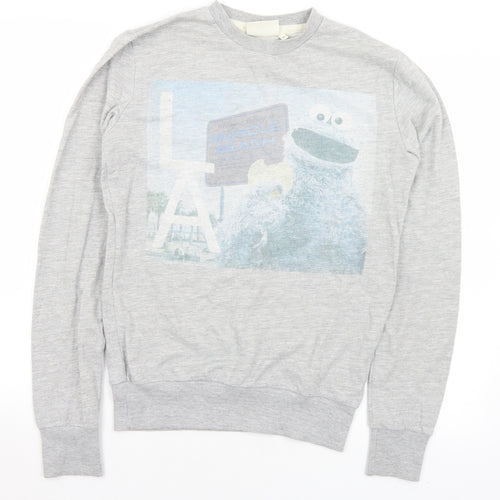 Sesame Street Mens Grey  Polyester Pullover Sweatshirt Size XS   - Cookie Monster