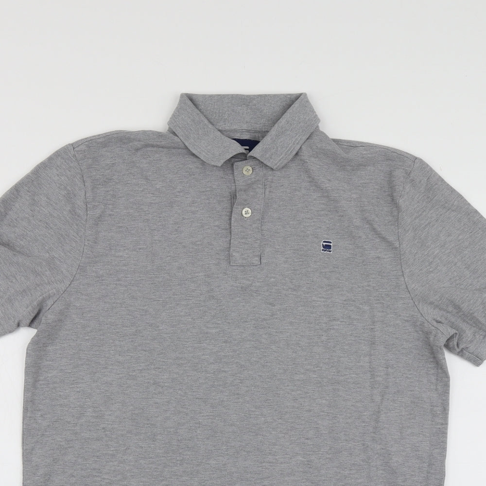 Raw  Mens Grey  Cotton  Polo Size M Collared