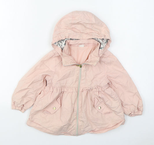 H&M Girls Pink   Parka Coat Size 3 Years  Zip