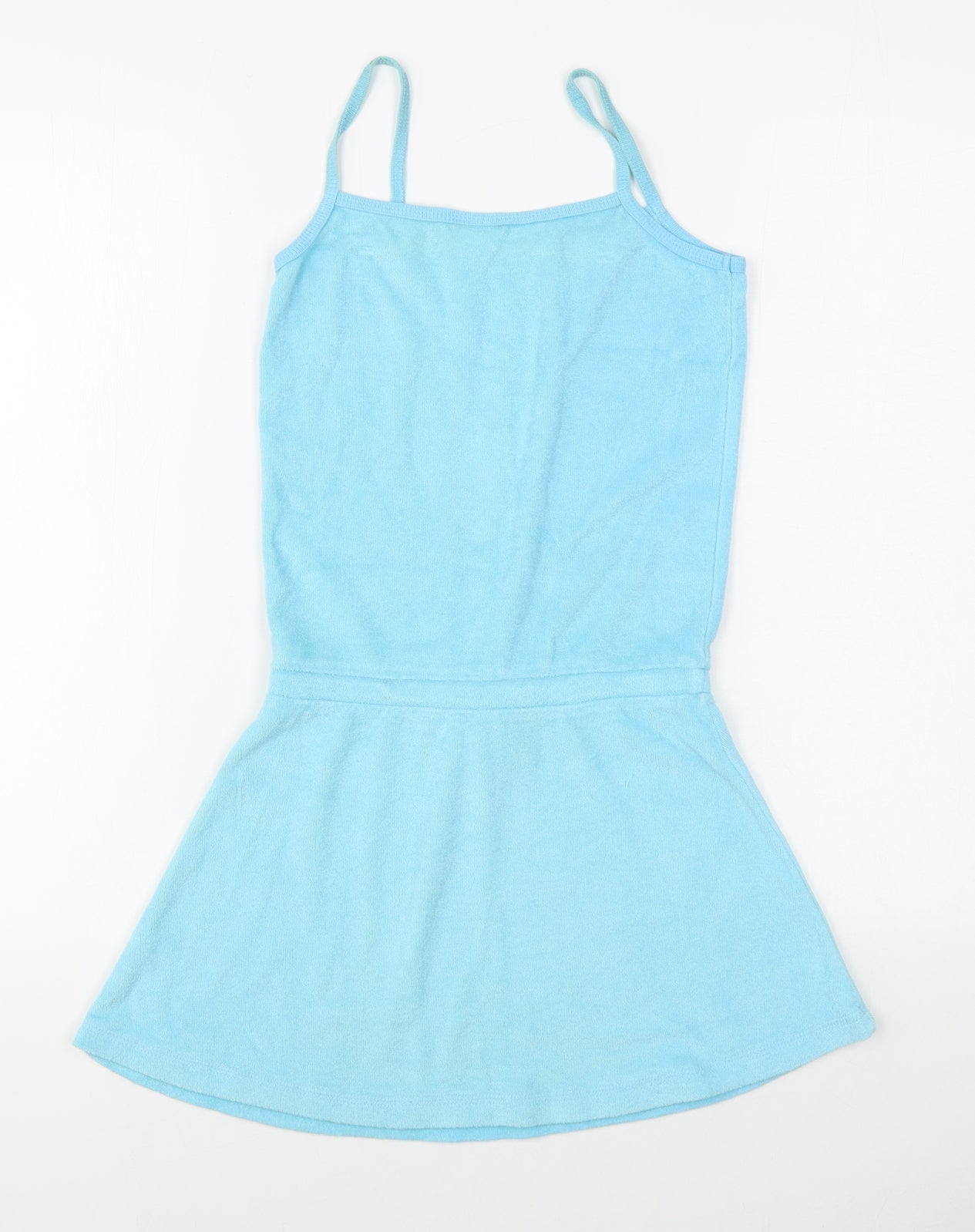 Mackays Girls Blue  Cotton Skater Dress  Size 9-10 Years  Square Neck Pullover