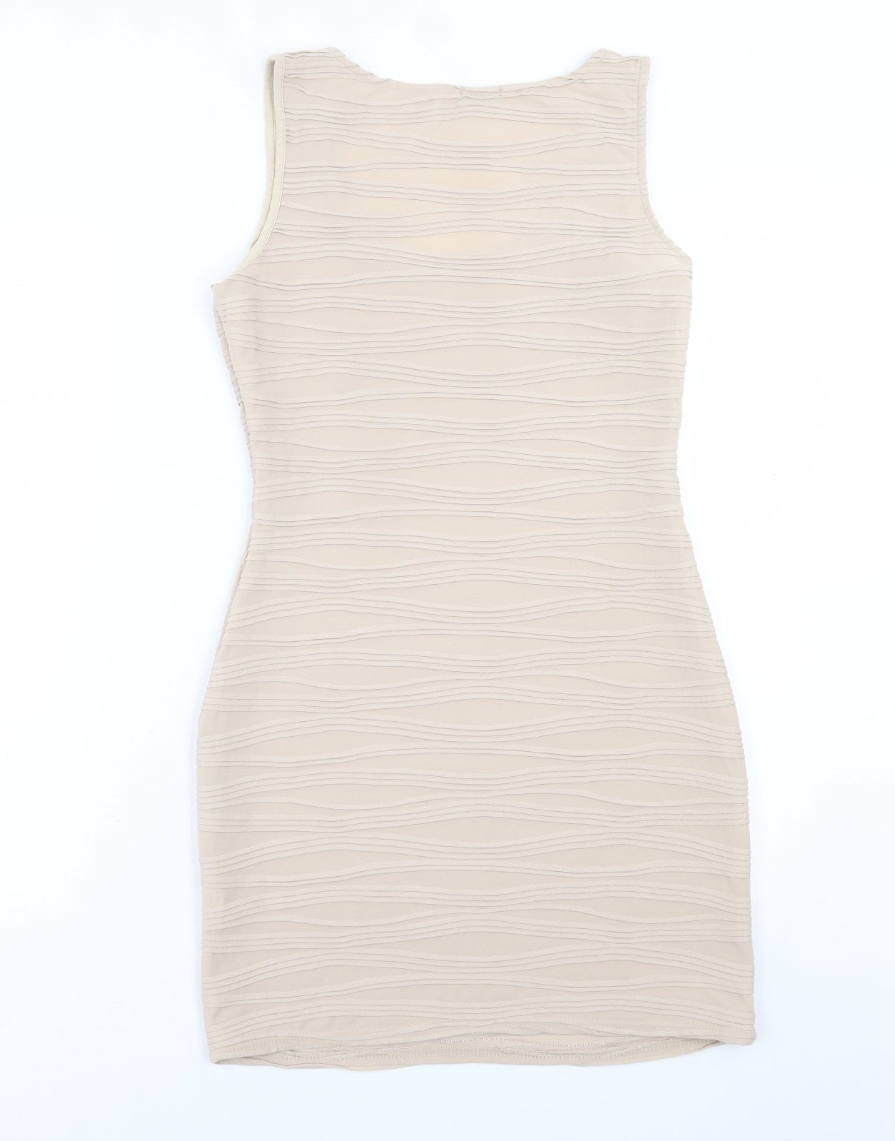 Evita Womens Beige  Polyester Bodycon  Size 12  Scoop Neck Pullover