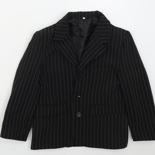 Preworn Boys Black Striped  Jacket  Size 9 Years  Button