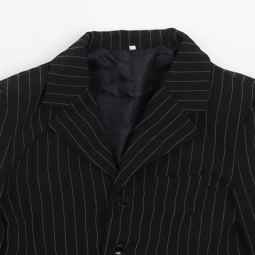 Preworn Boys Black Striped  Jacket  Size 9 Years  Button