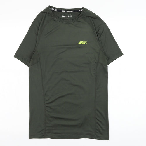 ASOS Mens Green  Polyester Basic T-Shirt Size S Round Neck Pullover