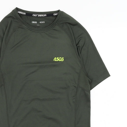 ASOS Mens Green  Polyester Basic T-Shirt Size S Round Neck Pullover