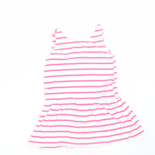 H&M Girls White Striped Copper Tank Dress  Size 3-4 Years  Round Neck