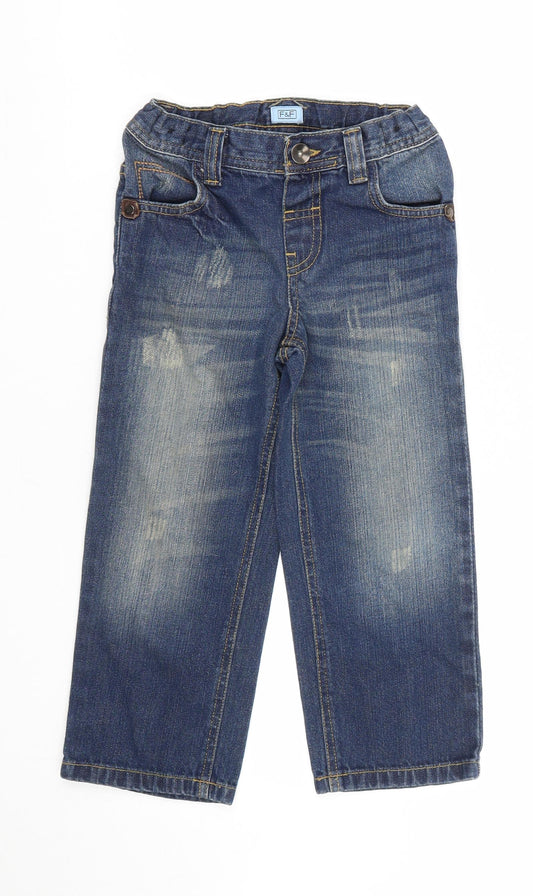 F&F Boys Blue  Cotton Straight Jeans Size 5-6 Years  Regular Button