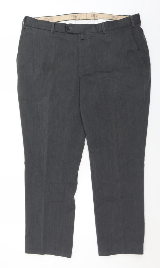 DGs Mens Grey  Polyester Trousers  Size 40 in L29 in Regular Button