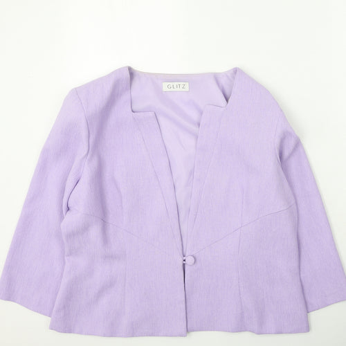 Glitz Womens Purple Round Neck  Polyester Cardigan Jumper Size 20