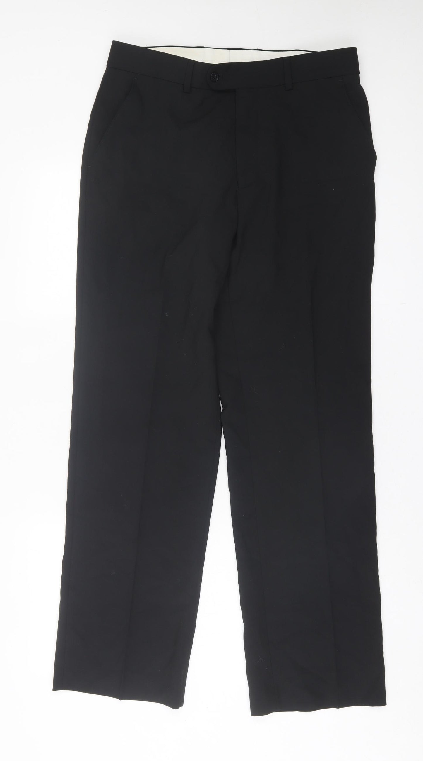 Preworn Mens Black  Polyester Trousers  Size 32 in L31 in Regular Button