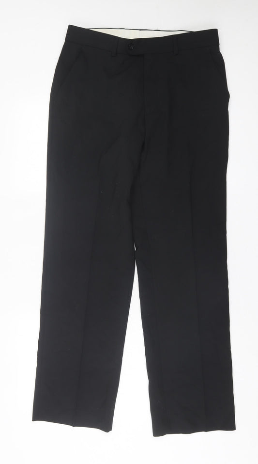 Preworn Mens Black  Polyester Trousers  Size 32 in L31 in Regular Button