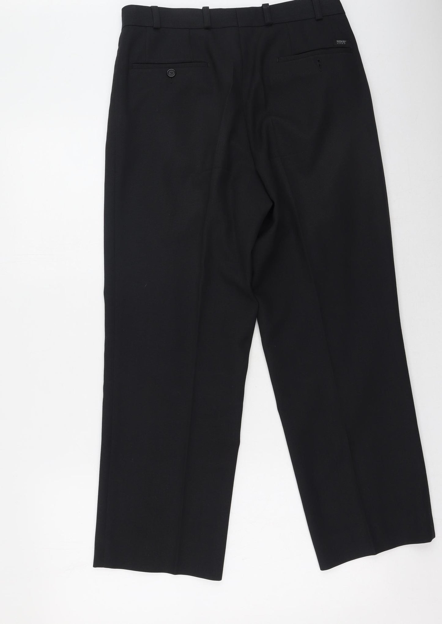 REMUS Mens Black  Polyester Trousers  Size 34 in L26 in Regular