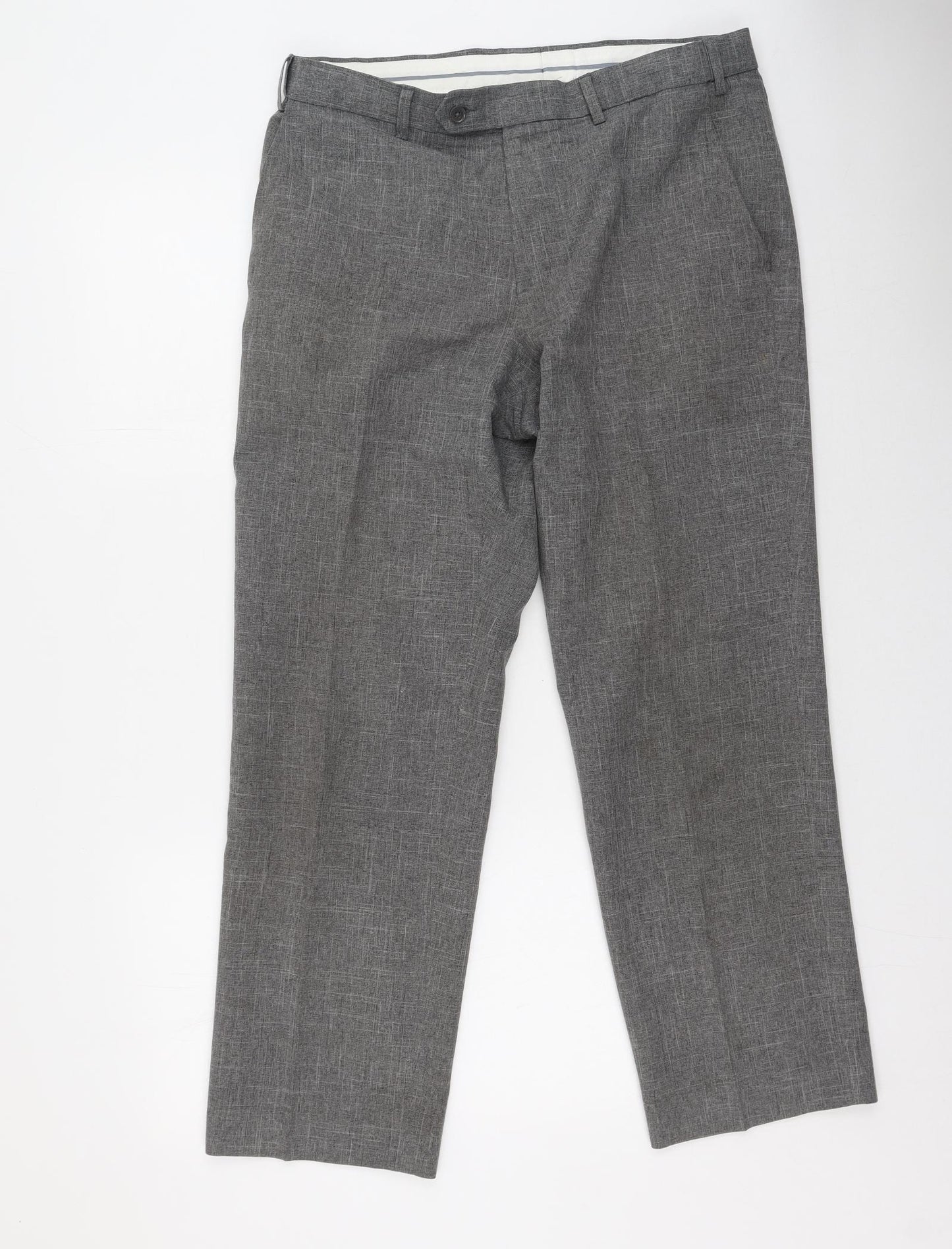 Marks and Spencer Mens Grey  Polyester Trousers  Size 34 L29 in Regular