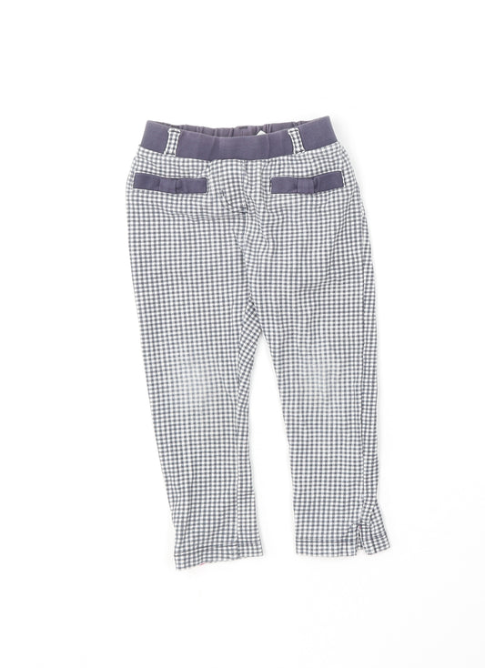 Dunnes Stores Girls Blue Check Cotton Jogger Trousers Size 2-3 Years  Regular