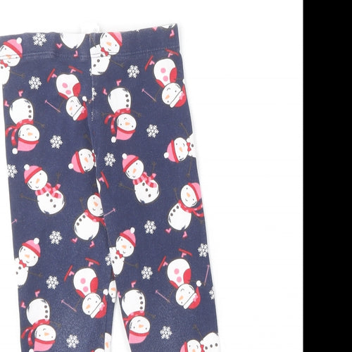 F&F Girls Multicoloured Geometric Cotton Jogger Trousers Size 2-3 Years  Regular  - Snowman