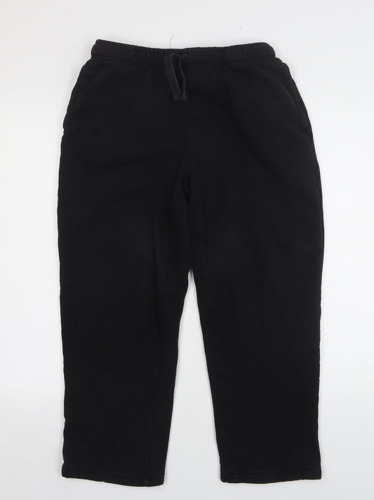 Easy Mens Black  Cotton Sweatpants Trousers Size M L25 in Regular Drawstring - Cropped