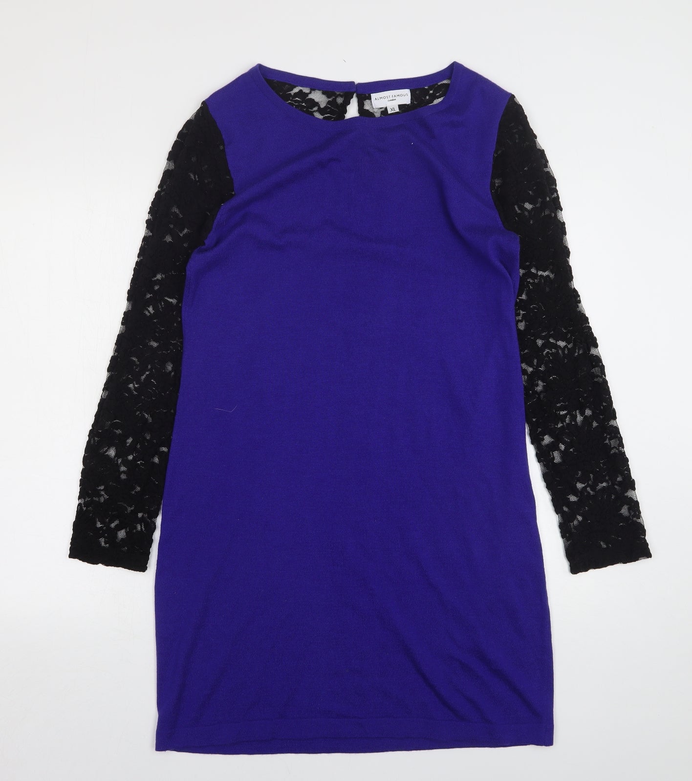 Almost Famous Womens Purple  Acrylic Jumper Dress  Size XL  Round Neck