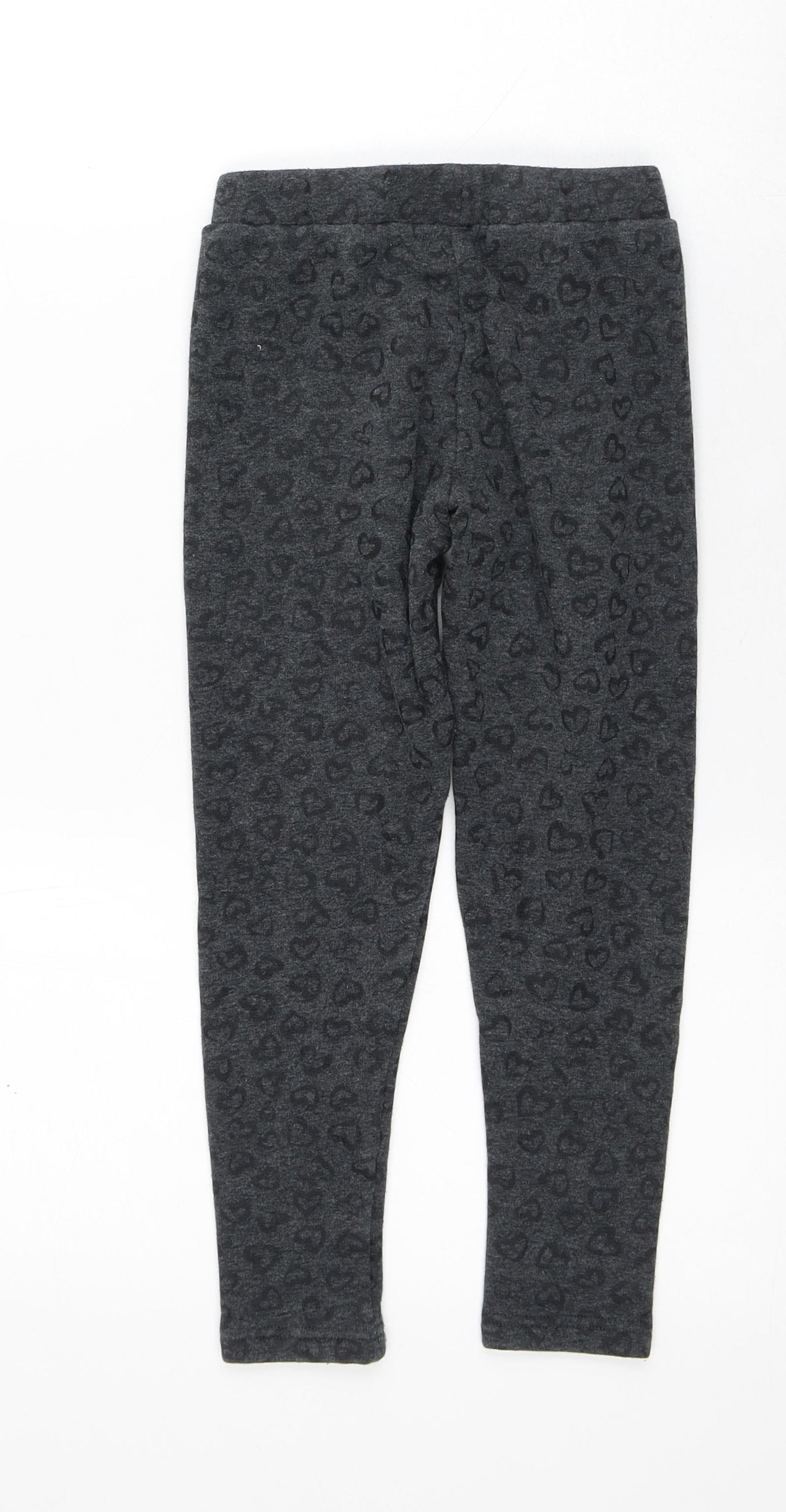 Primark Girls Grey Geometric Polyester Bloomer Trousers Size 7-8 Years  Slim  - Fleece Lined