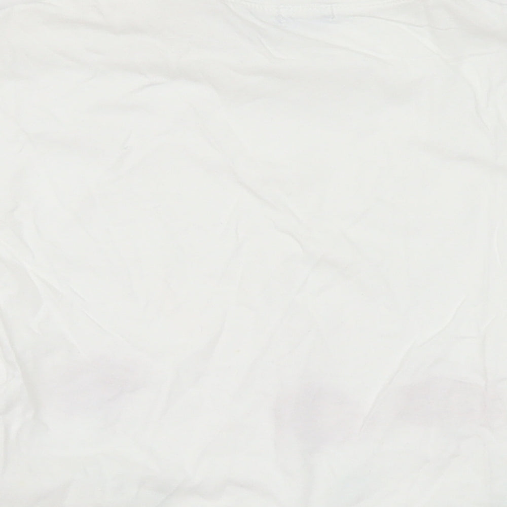 ELLE Girls White Floral Cotton Basic T-Shirt Size 2 Years Crew Neck