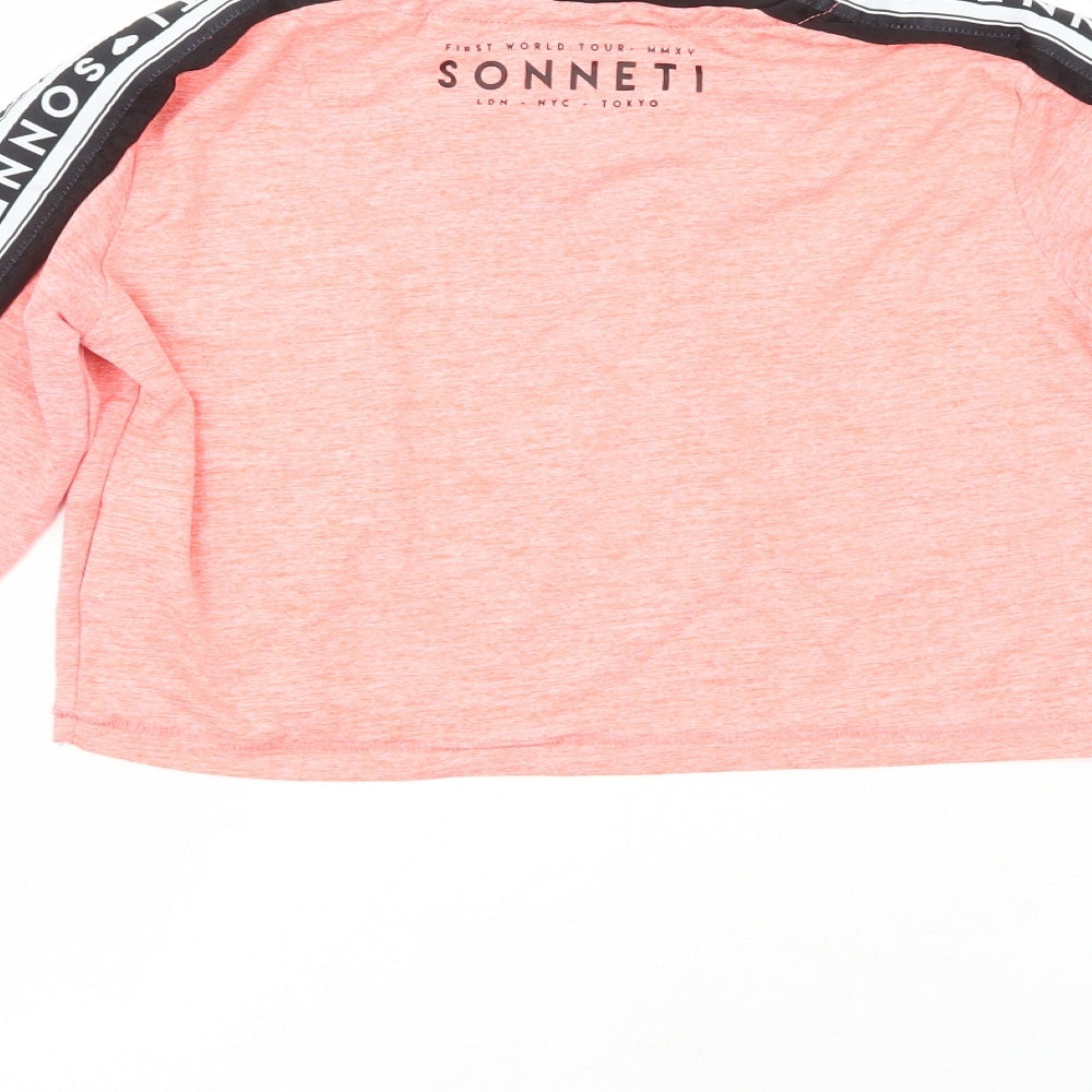 Sonneti Girls Pink  Polyester Cropped Casual Size 13-14 Years Crew Neck  - First World Tour - MMXV Sonneti