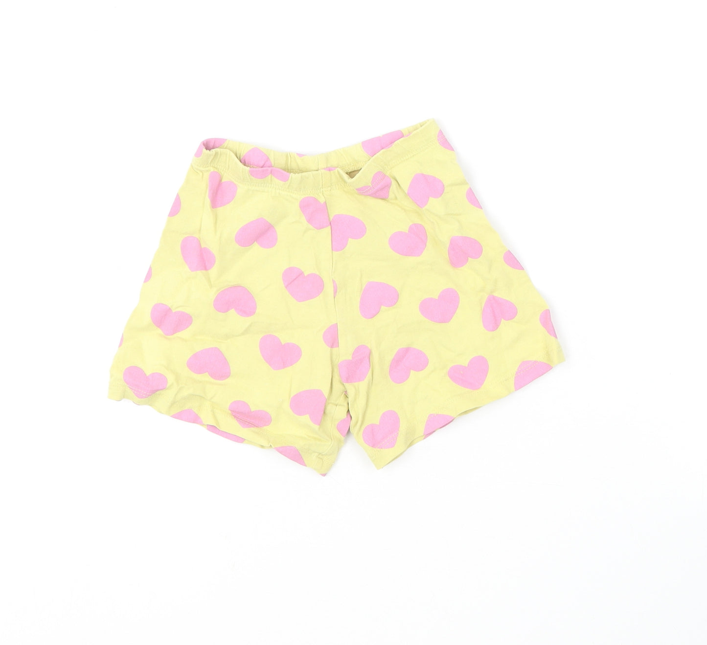 Mothercare Girls Yellow Geometric Cotton Sweat Shorts Size 2-3 Years  Regular  - Love Hearts