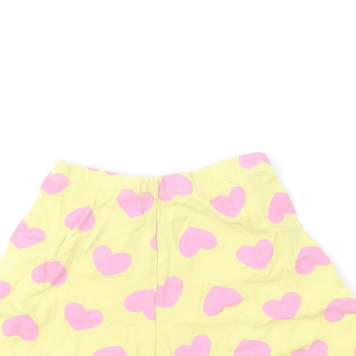 Mothercare Girls Yellow Geometric Cotton Sweat Shorts Size 2-3 Years  Regular  - Love Hearts