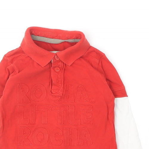 John Rocha Boys Red  Cotton Basic Polo Size 12-18 Months Collared