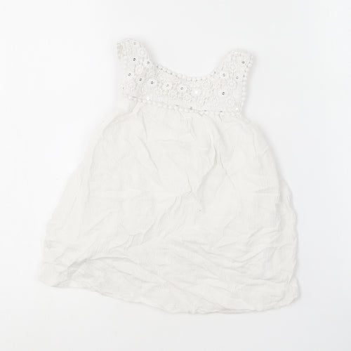 George Girls White  Viscose Skater Dress  Size 4-5 Years  Square Neck