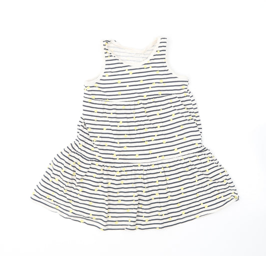 name it  Girls Blue Striped Cotton Shift  Size 7 Years  Round Neck  - Star
