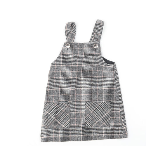 F&F Girls Multicoloured Plaid Polyester Pinafore/Dungaree Dress  Size 4-5 Years  Square Neck