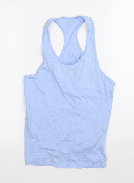 USAp' Womens Blue  Cotton Camisole Tank Size 10 Round Neck