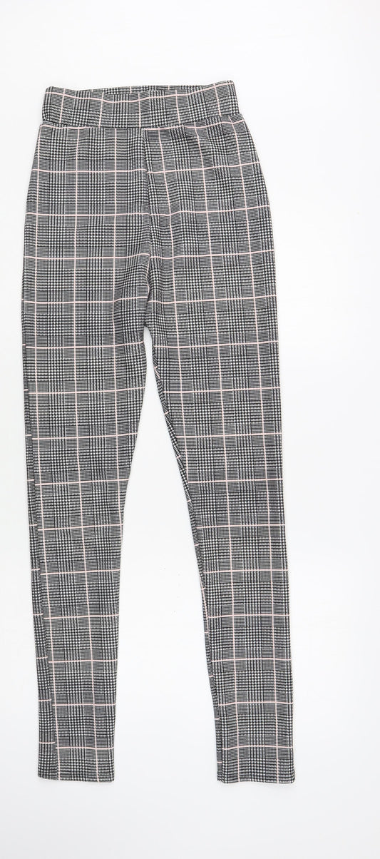 PRETTY LITTLE THING  Womens Grey Plaid Polyester Jegging Leggings Size 4 L32 in