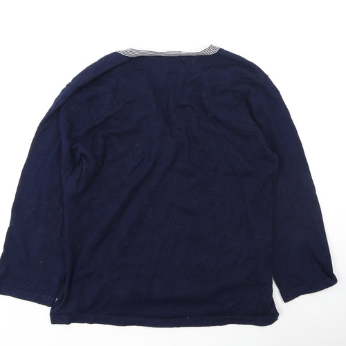 Ralph Lauren  Womens Blue V-Neck  Cotton Pullover Jumper Size M